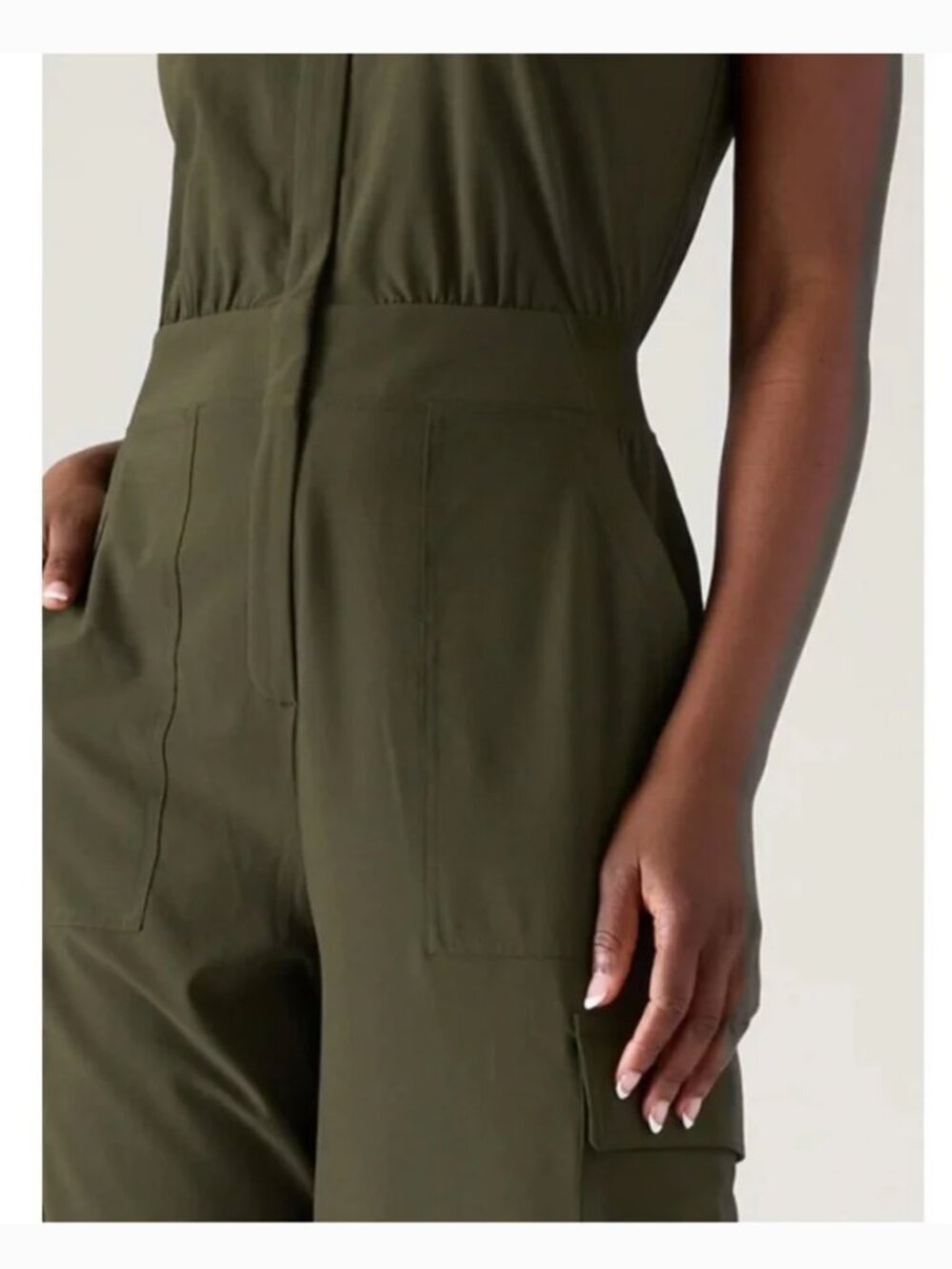 NWOT Athleta Brooklyn Utility Jumpsuit Women's 8 Aspen Olive Green #824834 - Picture 5 of 16